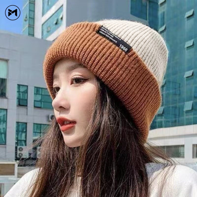 มาใหม่ หมวกบีนนี่ ผ้าถัก แบบหนา ให้ความอบอุ่น สไตล์เกาหลี สําหรับผู้หญิง และผู้ชาย 2023