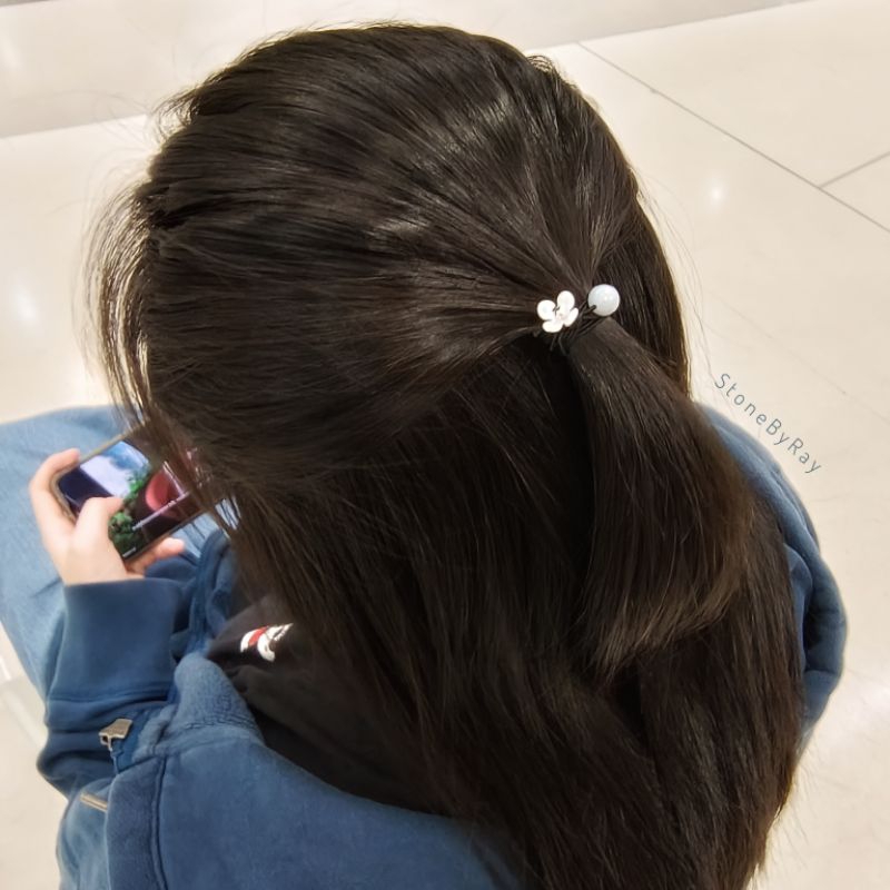 ยางรัดผมหินแท้หินมงคลหินนำโชค Lucky Powerstone Gemstone Hair Rubber Band