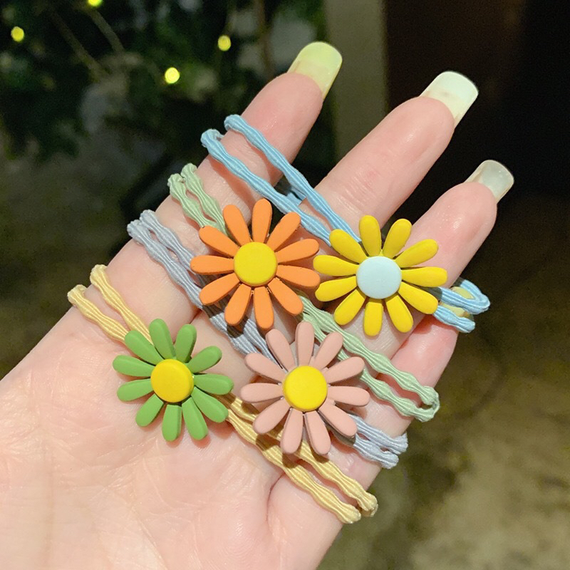 ยางรัดผมเดซี่ คละสี พร้อมส่ง มัดผมเกาหลี หนังยางมัดผม ลายน่ารัก ยางผูกผม เชือกมัดผม