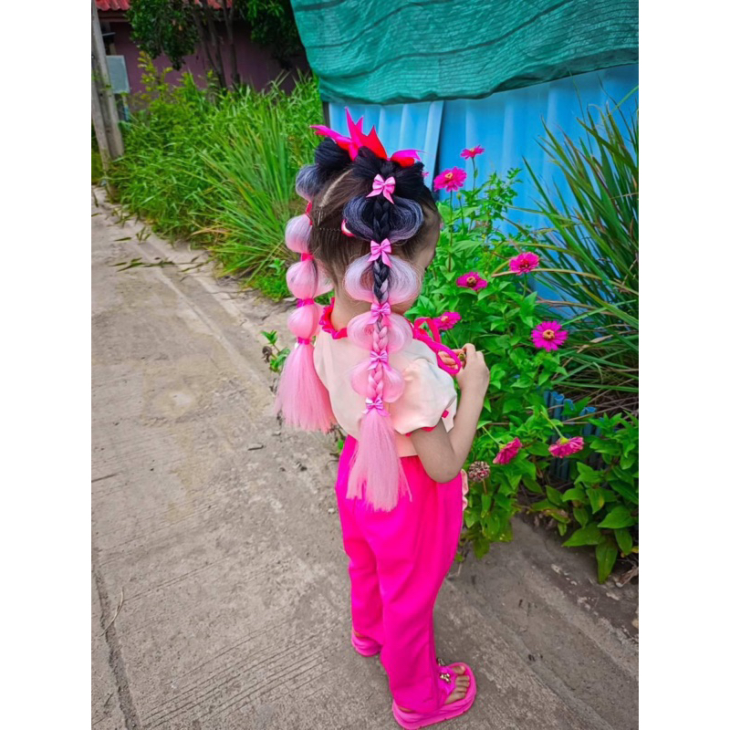 (รหัสKk)กิ๊ฟผมปอม ทูโทน #ผม    ความยาว 35-40cm.