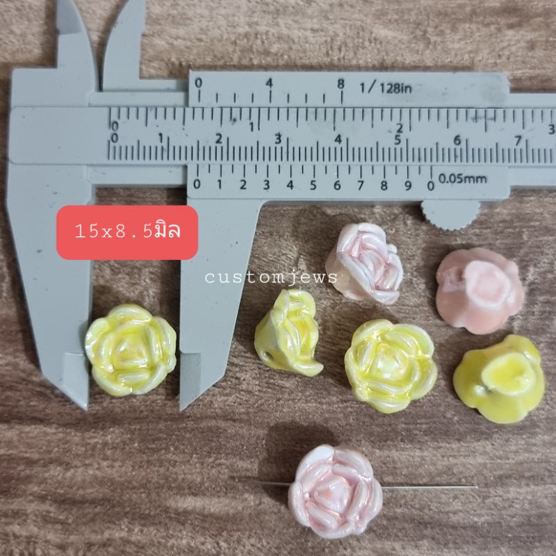(ราคาส่ง6.-) ลูกปัด เซรามิก ลูกปัดเซรามิก ลูกปัดหน้ายิ้ม Smiley สมายลี่ กุหลาบ หน้ายิ้ม