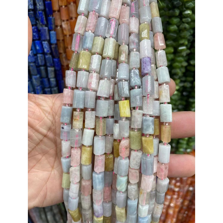 ลูกปัดหินธรรมชาติ ทรงกระบอก สําหรับทําเครื่องประดับ สร้อยคอ DIY ขนาด 8x10.5 มม.