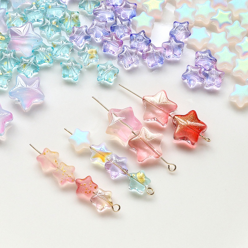 ลูกปัดแก้ว รูปดาวห้าแฉก สีทอง สําหรับทําเครื่องประดับ แฮนด์เมด Diy จํานวน 20 ชิ้น