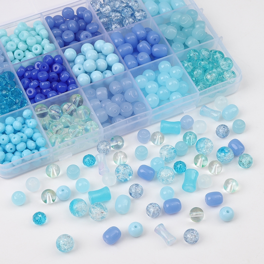ลูกปัดแก้วคริสตัล สีฟ้า สําหรับทําเครื่องประดับ สร้อยข้อมือ สร้อยคอ DIY 20 ชิ้น