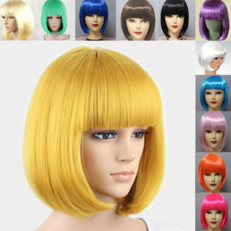 วิกผมบ๊อบสั้นตรง วิกผมคอสเพลย์ 13 สี สําหรับผู้หญิง