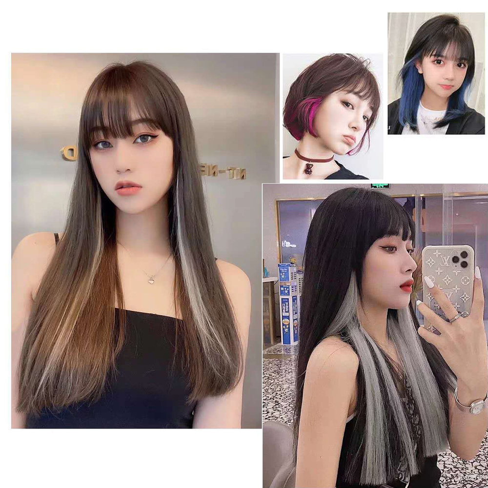 วิกผมย้อมสี ไฮไลท์ ไล่โทนสี แบบแขวนหู มองไม่เห็น และไร้รอยต่อ ธรรมชาติ สําหรับย้อมสีหู