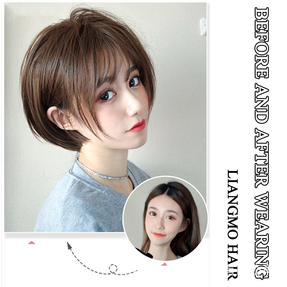 วิกผมสั้น ซอยผมสั้น น่ารักๆ สไตล์เกาหลียาว 20cm วิกผมสวยราคาถุกแถมnetฟรี