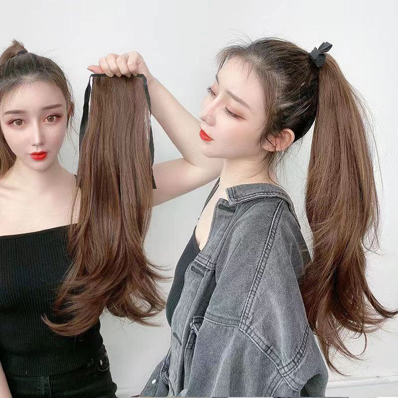วิกผมหางม้า วิกผมหางม้า ผมหยิก ธรรมชาติ สีแดง ถักเปีย ยาว และสั้น สูงปลอม