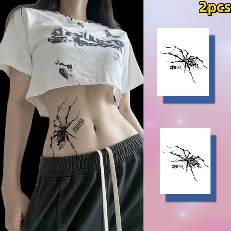 สติกเกอร์รอยสักชั่วคราว รูปแมงมุม กันน้ํา ติดทนนาน 15 วัน