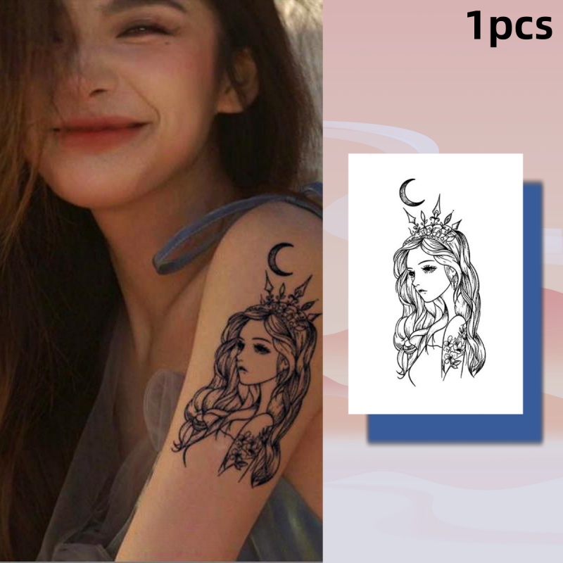สติกเกอร์รอยสักชั่วคราว ลายดวงจันทร์ ราชินี เซ็กซี่ กันน้ํา 15 วัน