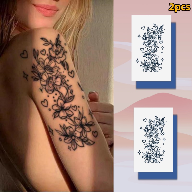 สติกเกอร์รอยสักชั่วคราว ลายดอกดาวบนท้องฟ้า เซ็กซี่ กันน้ํา 15 วัน