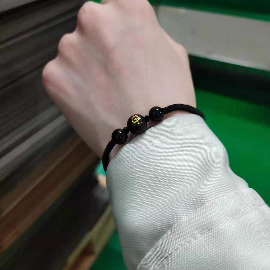 สร้อยข้อมือ 12 นักษัตร เชือกถักดำ สายมูเตลู พิมลายตามปีเกิด ลายแฟชั่น ศิริมงคล