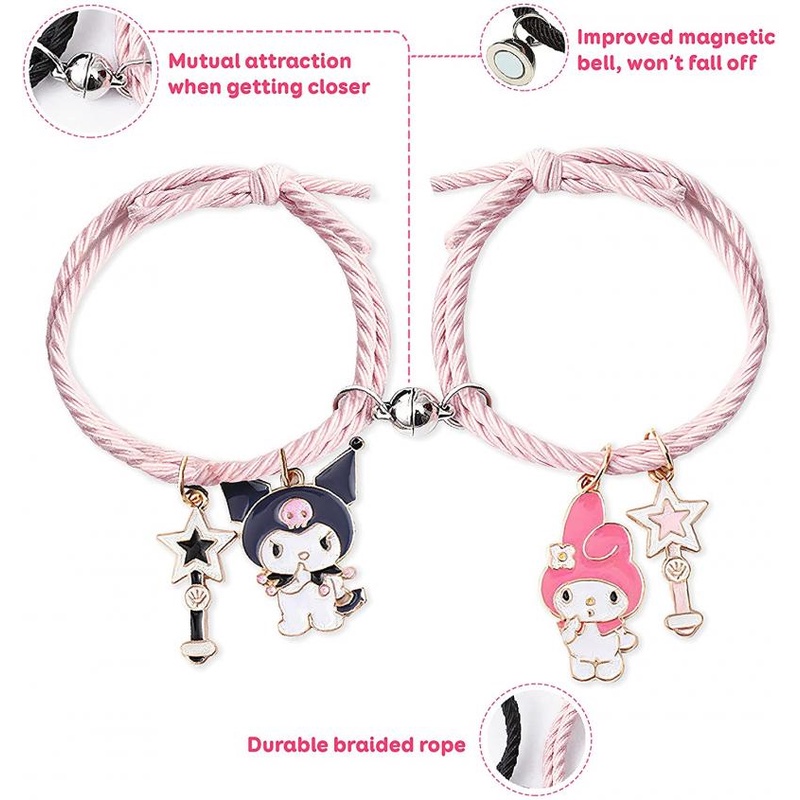 สร้อยข้อมือ โลหะผสมอลูมิเนียม ลายการ์ตูน Sanrio Kuromi My Melody StellaLou แฟชั่นคู่รัก สําหรับเด็กผู้หญิง