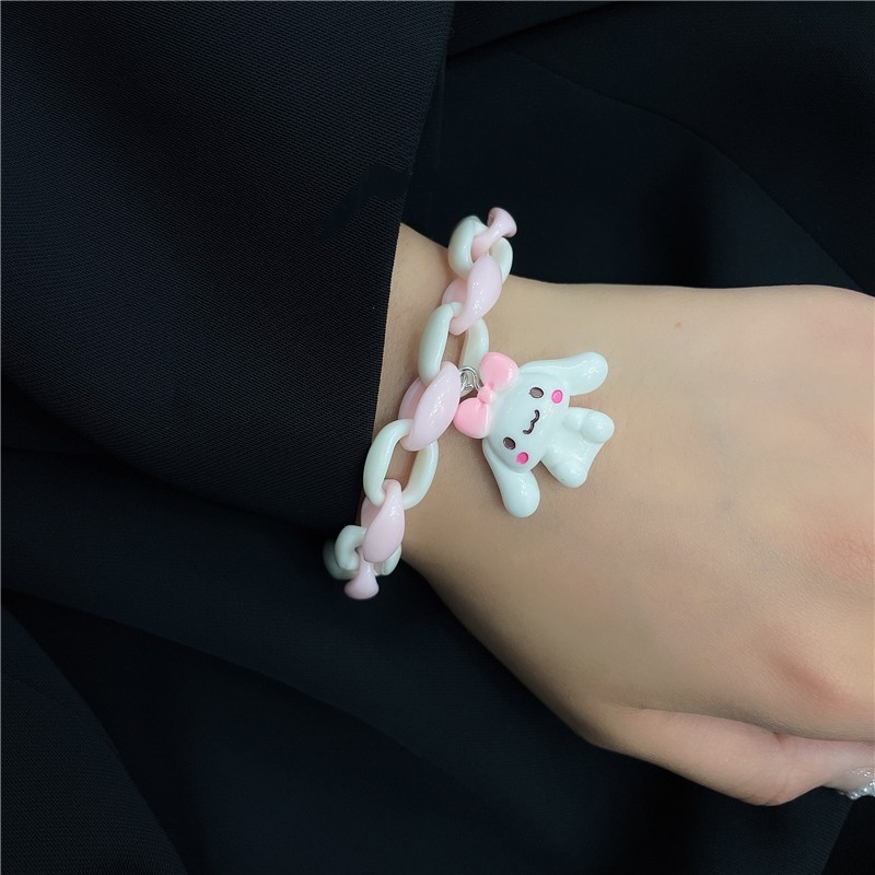 สร้อยข้อมือการ์ตูนหูสุนัขขนาดใหญ่สร้อยข้อมือสีชมพูสีฟ้าสําหรับคู่รัก