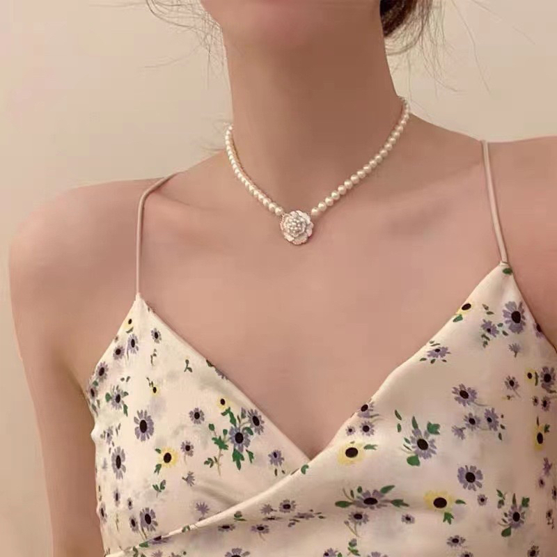 สร้อยคอมุกกุหลาบ ต่างหูมุกกุหลาบ พร้อมส่งจากกรุงเทพ