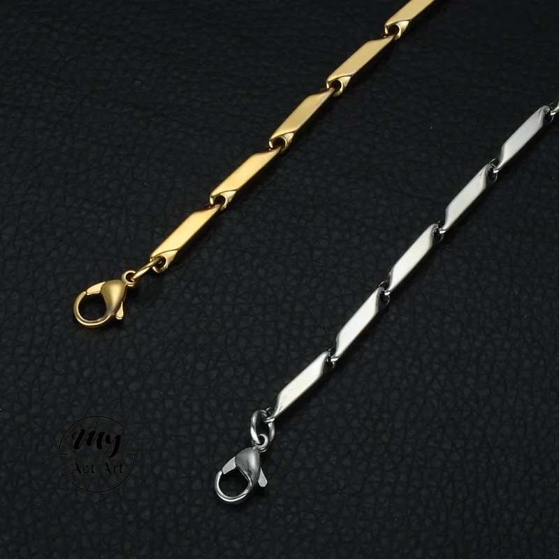สร้อยคอสแตนเลสแท้ 3mm สีเงิน สีทอง สร้อยคอโซ่ No.12