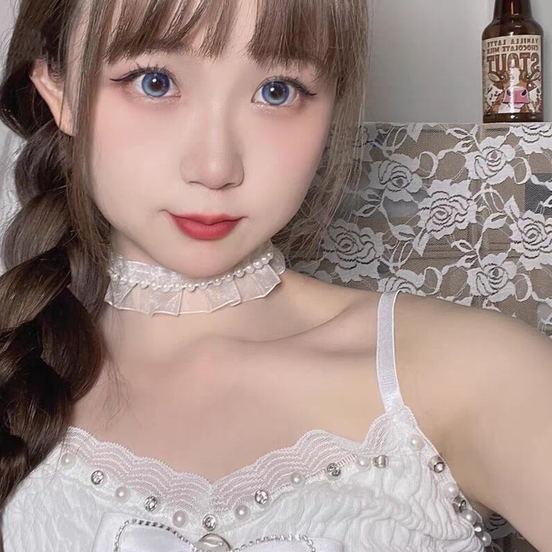 สร้อยคอโชคเกอร์ ประดับไข่มุก สีขาว แต่งลูกไม้ สไตล์วินเทจ