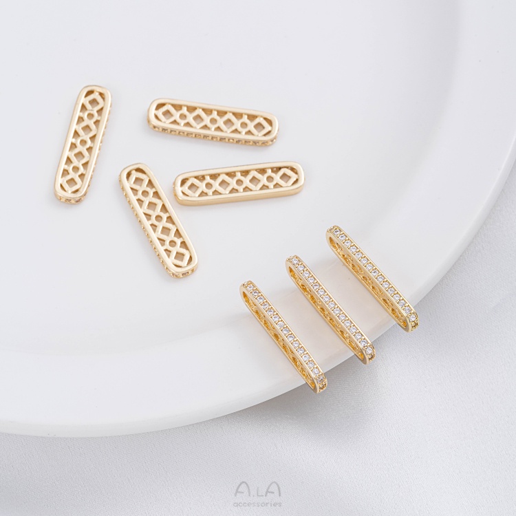 สเปเซอร์ลูกปัดไข่มุก ชุบทอง 14K ทรงวงรี ประดับเพทาย อุปกรณ์เสริม สําหรับสร้อยข้อมือ diy