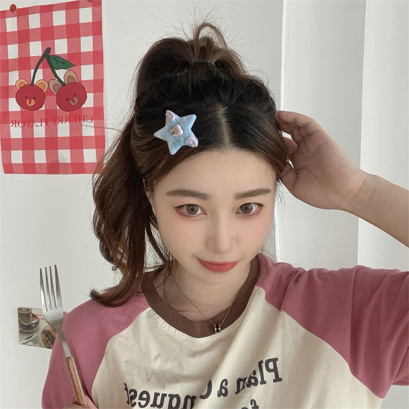 สไตล์ฮาราจูกุ Angel Wings Hair Clip Plush 5 ดาว Headwear น่ารักฟันกิ๊บ-Krismile.th