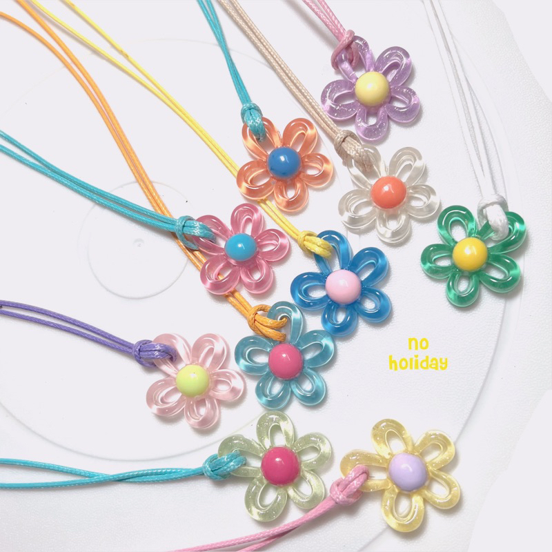 ส่วนลด20 พร้อมส่ง-สร้อยคอดอกไม้ Crazy Jelly flowers  （เลือกสีจี้สีสร้อยคอได้เรย)