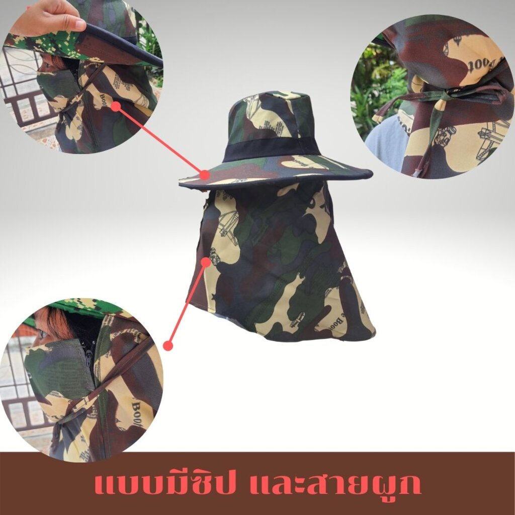 หมวกคลุมหน้ากันเเดด กันUV (HAT) ใส่ทำงาน ใส่ตกปลา ใส่ทำไร่ ทำสวน ส่งไว ราคาถูก