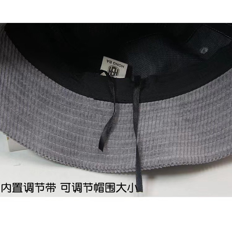 หมวกบักเก็ต กำมะหยี่ลูกฟูก สีพื้น มินิมอล bucket Ins ปรับขนาดได้