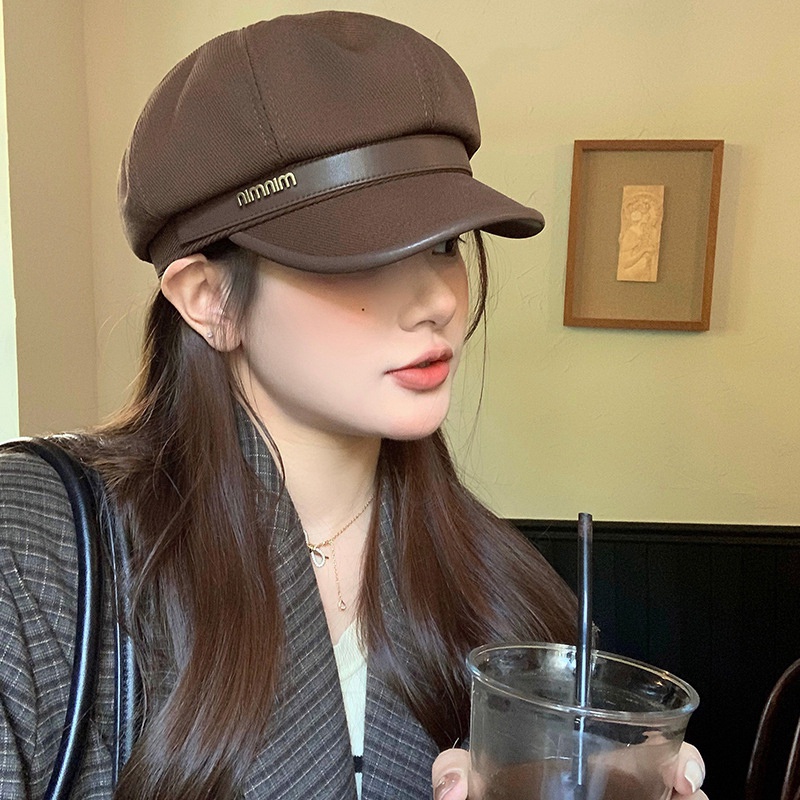 หมวกเบเร่ต์ ทรงแปดเหลี่ยม ให้ความอบอุ่น แฟชั่นฤดูหนาว สําหรับผู้หญิง