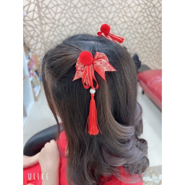 อัพเดตลายใหม่  กิ๊บติดผม ยางมัดผม งานตรุษจีน สีแดง กิ๊บติดผมตรุษจีน