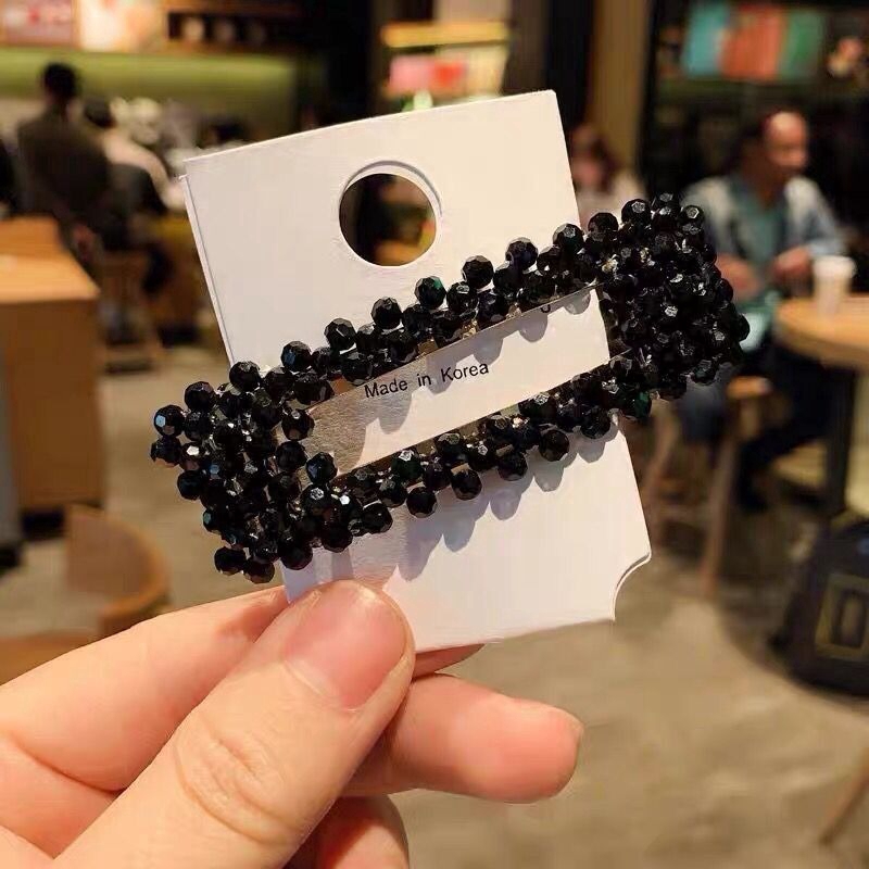 เกาหลีคริสตัล Rhinestone ย้อนยุคสี่เหลี่ยมผืนผ้ากิ๊บกลวง BB คลิปกิ๊บคำคลิปสาวอุปกรณ์ผม