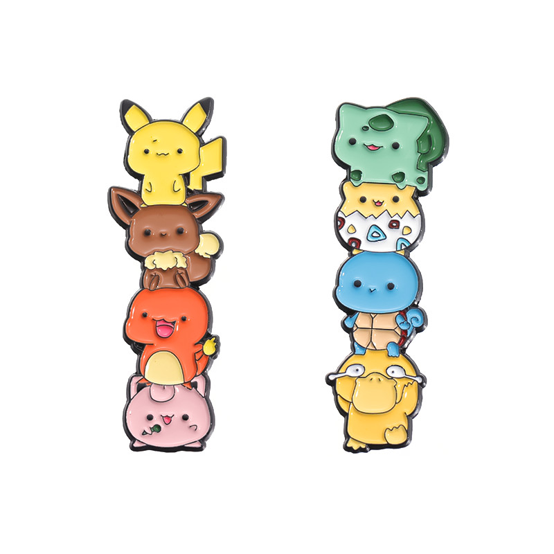 เข็มกลัด รูปการ์ตูน Poke mon Jenga Pikachu Squirtle น่ารัก สร้างสรรค์ เครื่องประดับ ของขวัญ