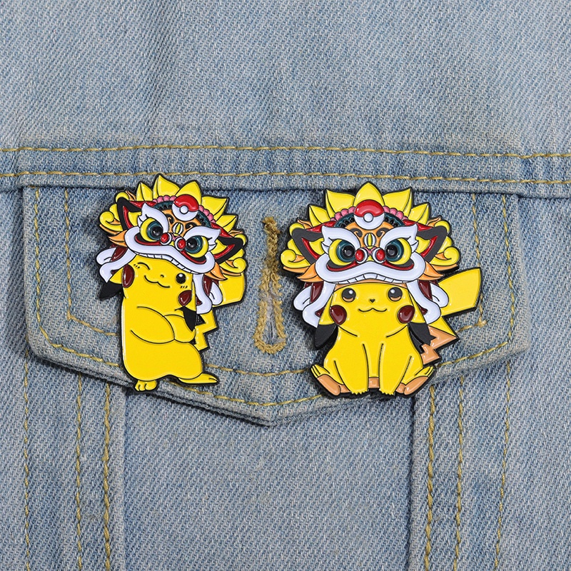 เข็มกลัด รูปการ์ตูน Pokemon Enamel Pins Elf Pocket Monster Pikachu เครื่องประดับ สําหรับเพื่อน
