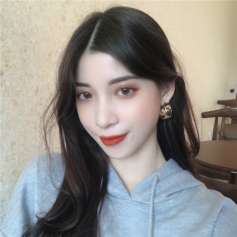 เครื่องประดับ ต่างหู ทรงกลม สวยหรู แฟชั่นเรโทร สไตล์เกาหลี สําหรับผู้หญิง มี 1 คู่