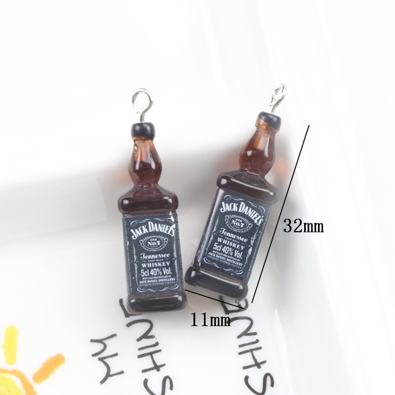 เครื่องประดับ ต่างหูเรซิ่น รูปขวดไวน์จําลอง ขนาดเล็ก สามมิติ แฮนด์เมด diy