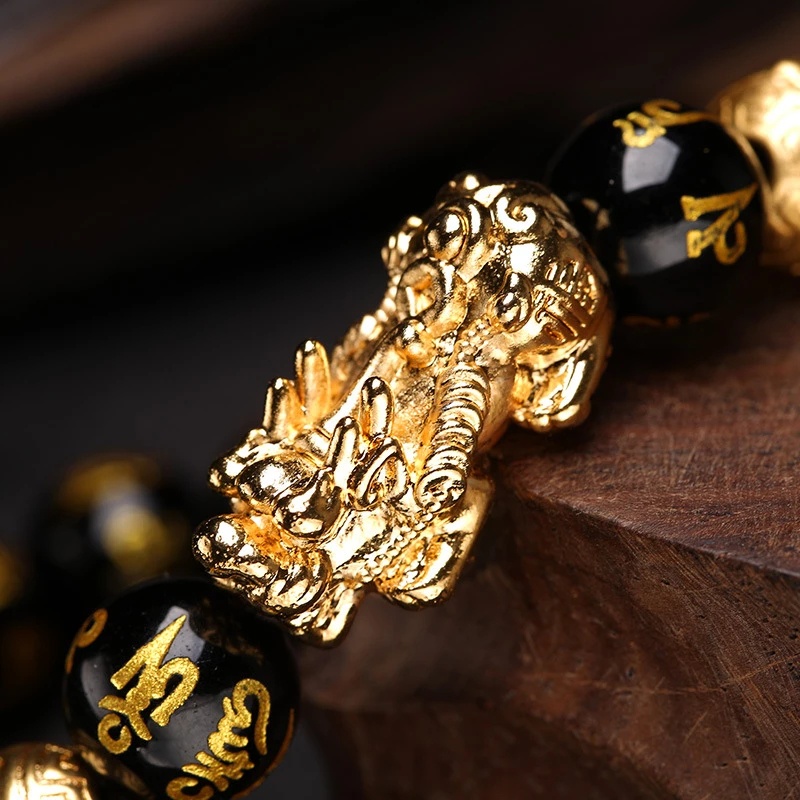 เครื่องประดับ สร้อยข้อมือ ประดับลูกปัดหินนําโชค สีดํา สําหรับผู้หญิง