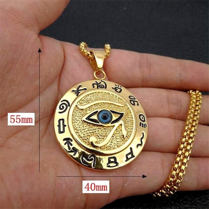เครื่องประดับ สร้อยคอ สเตนเลส จี้ตาฮอร์รัส อียิปต์โบราณ สีทอง