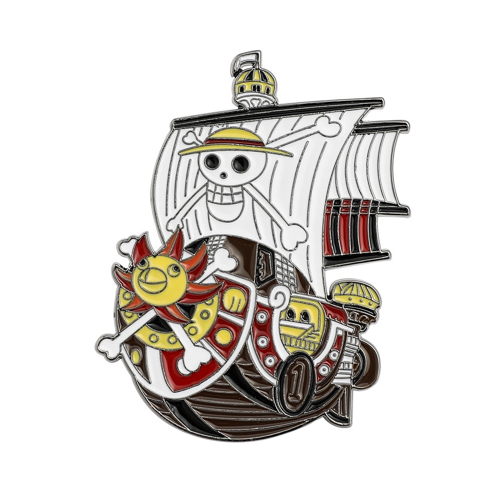 เครื่องประดับ เข็มกลัด ลายการ์ตูนอนิเมะ One Piece Luffy Lapel Pins Thousand Sunny Ship สําหรับเพื่อน