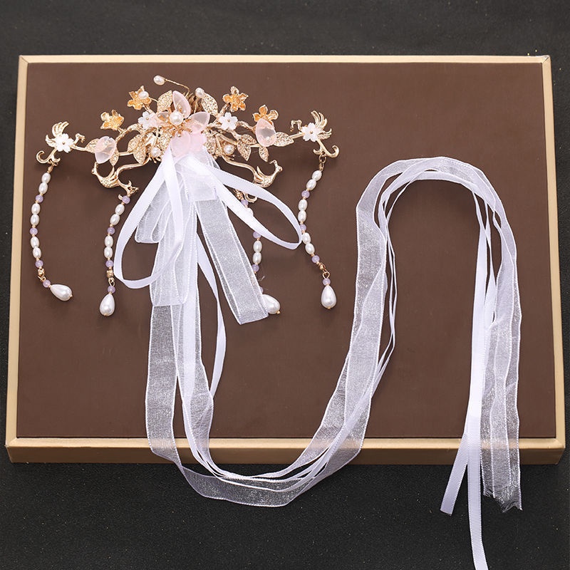 เครื่องประดับผม ประดับโบว์ ลายดอกไม้ สไตล์โบราณ อุปกรณ์เสริม สําหรับผู้หญิง
