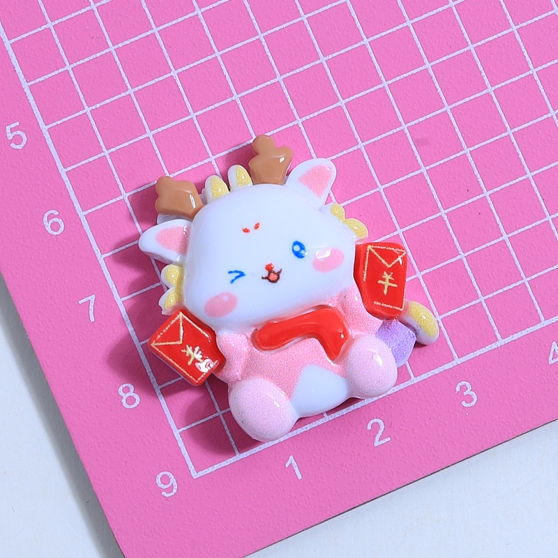 เรซิ่น diy กิ๊บติดผมเรซิ่น รูปการ์ตูนมังกรปีใหม่ เครื่องประดับผม diy แบบสร้างสรรค์