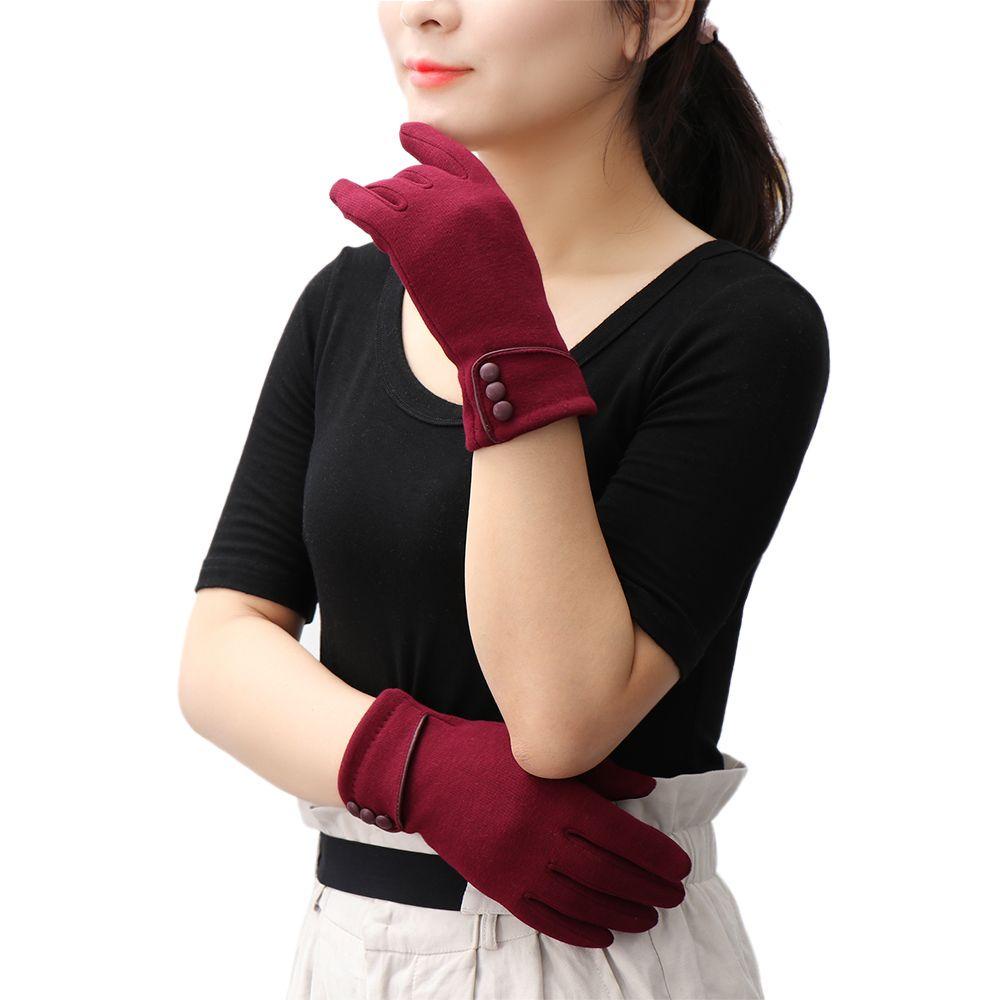 แถวถุงมือหน้าจอสัมผัสผู้หญิงฤดูหนาวที่อบอุ่นถุงมือเล่นสกีข้น