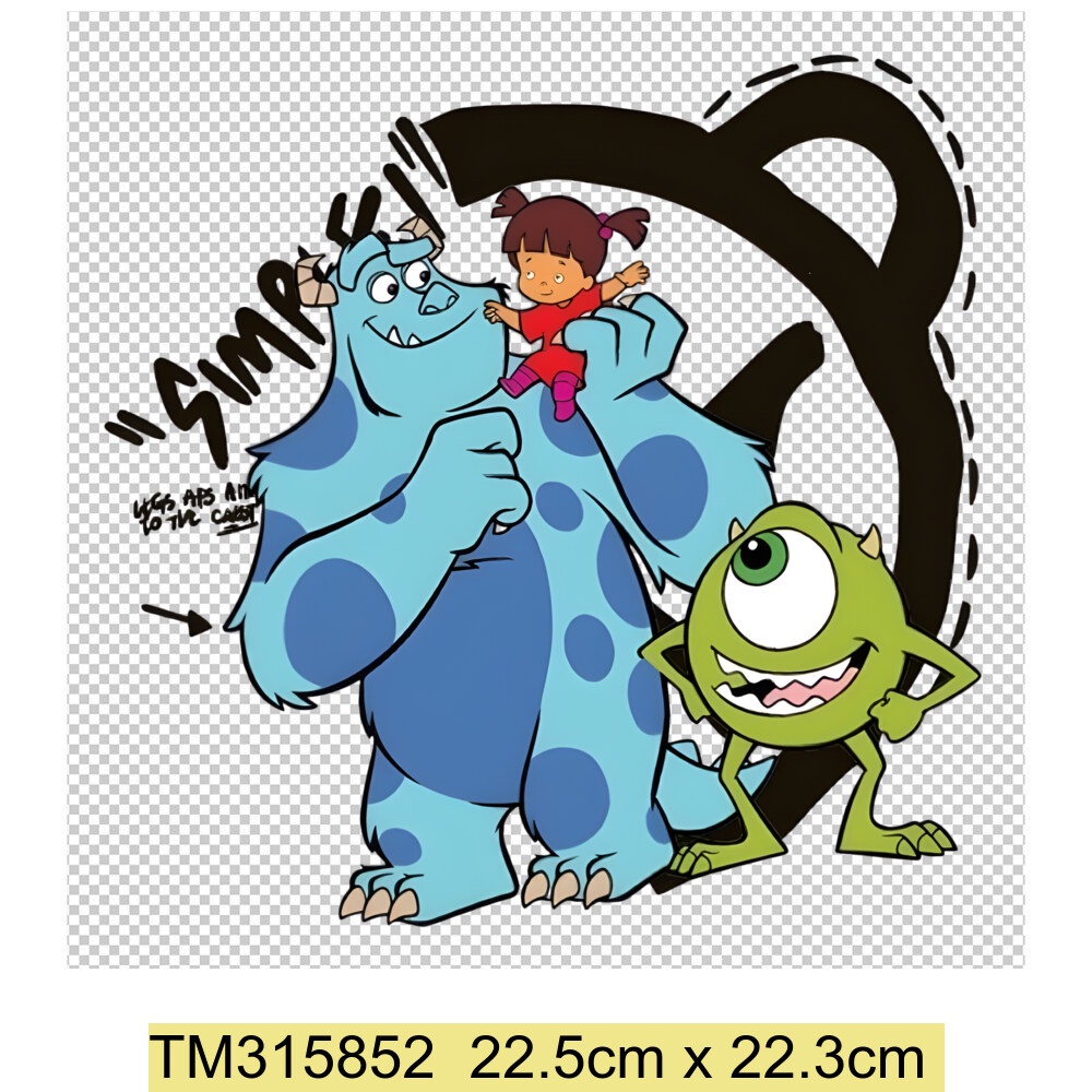 แผ่นสติกเกอร์ ลายการ์ตูนมอนสเตอร์ สําหรับทําเสื้อผ้า DIY ขายส่ง