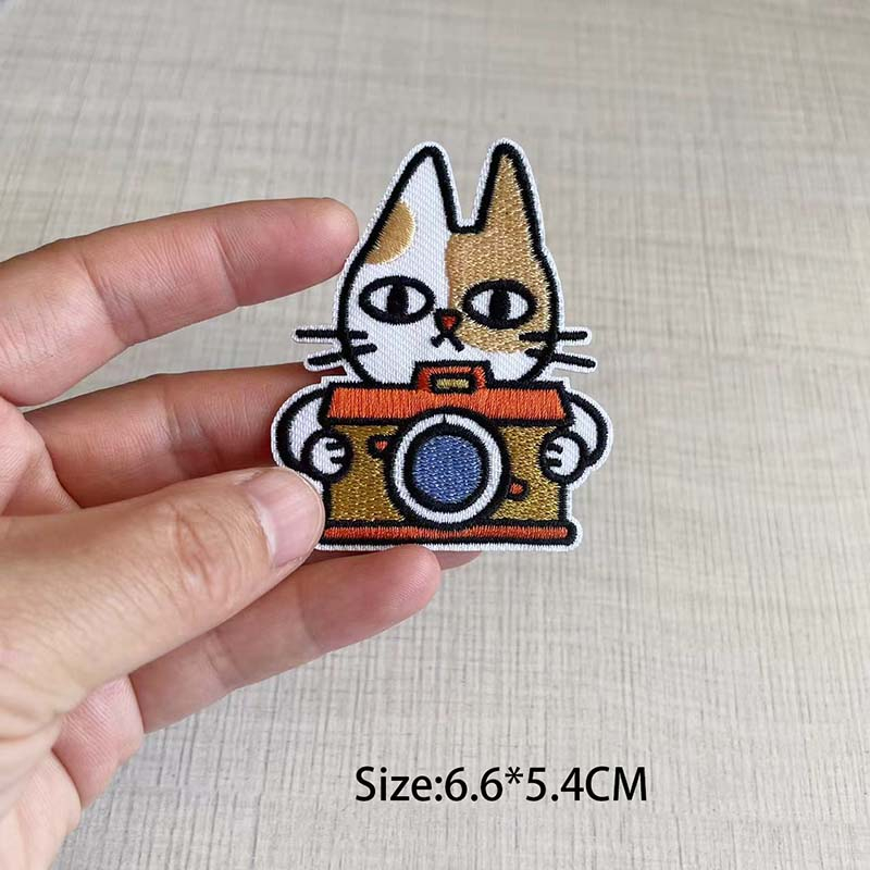 แผ่นแพทช์รีดร้อน ลายการ์ตูนโครงกระดูก แมว สําหรับเย็บปักถักร้อย DIY