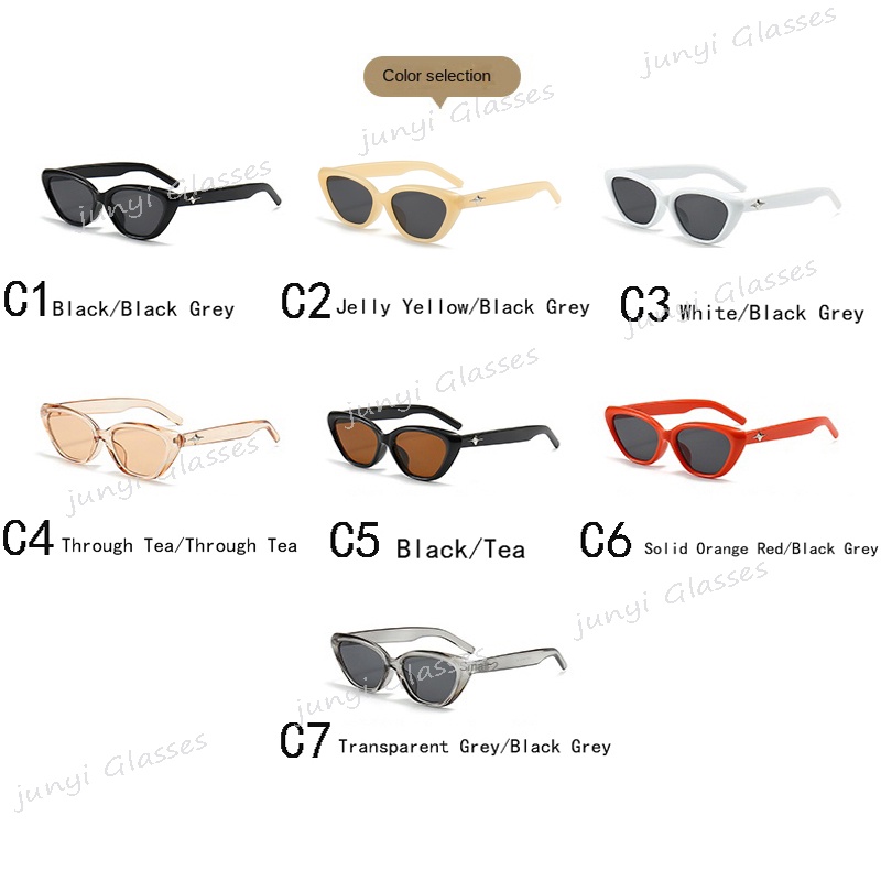 แว่นตากันแดด กรอบสี่เหลี่ยม ลายโลโก้ Cat-eye เรียบง่าย คุณภาพสูง สไตล์เกาหลี สําหรับผู้หญิง