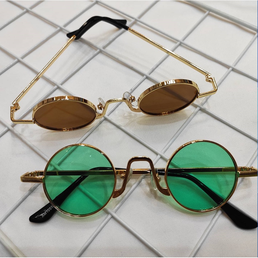 แว่นตากันแดดทรงกลมแว่นตาแฟชั่นแว่นตาย้อนยุค (unisex)เลนส์สี