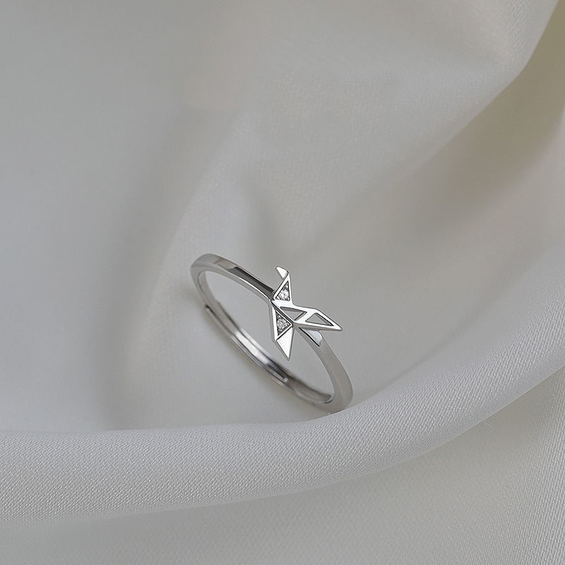 แหวน Elegant Bird Crystal Silver Ring Fashion Thousand Paper Cranes Party Finger Rings for Women Jewelry Gift