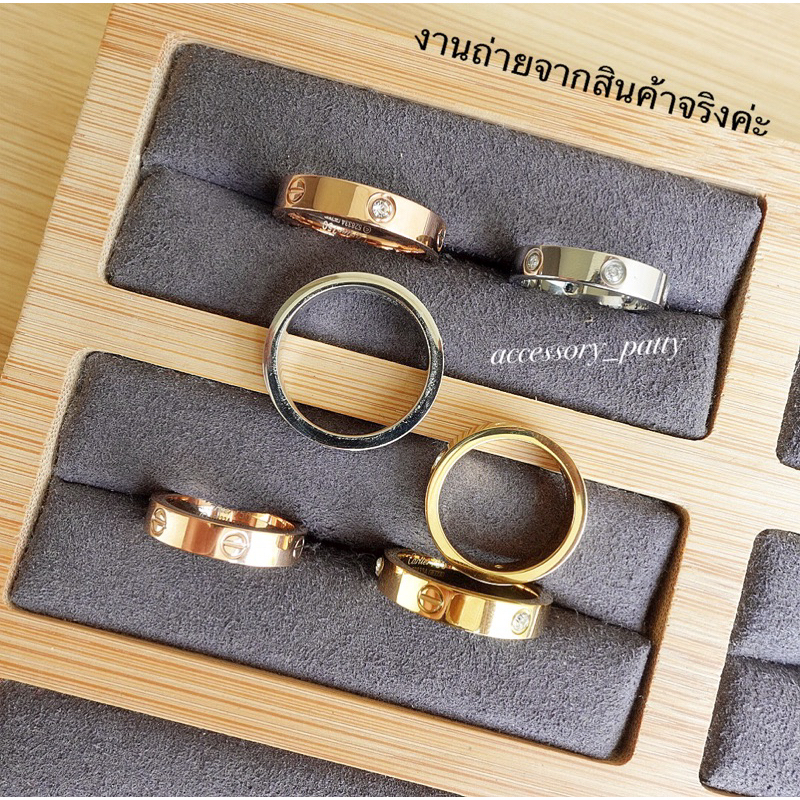 แหวนLove รุ่นCa01 สลักลายน็อตสลับเพชรCZ รุ่นหน้าแหวน 4mm. ค่ะ✨