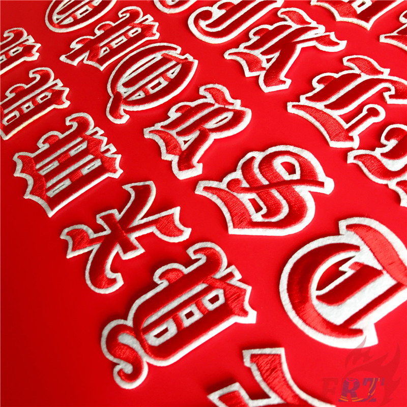 ☸ Old English Letters - Red Iron-on Patch ☸ 1Pc Diy Sew on Iron on Badges Patches