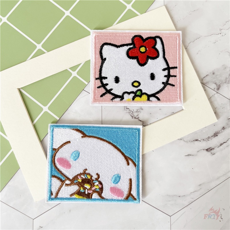☸ แผ่นแพทช์รีด ลายการ์ตูน Cinnamoroll Melody Kuromi Hello Kitty Pom Pom Purin ☸ แผ่นแพทช์รีดติดเสื้อ DIY (6.8 ซม. * 5.7 ซม.) 1 ชิ้น