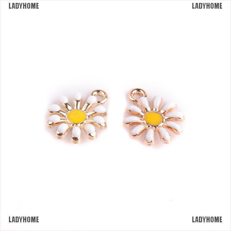 ❤Ladyhome❤10 ชิ้น / เซต โลหะผสมเคลือบ รูปดอกทานตะวัน จี้ เครื่องประดับงานฝีมือ DIY