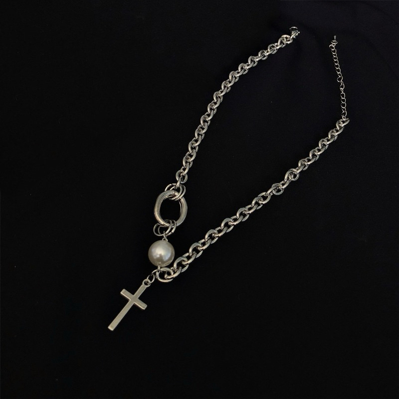 【 พร้อมส่ง 】Cross & Pearl Necklace สร้อยกางเขนไข่มุก