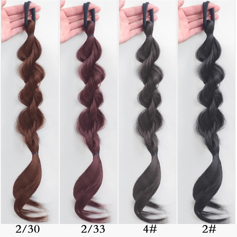 【2 ชิ้น】หางม้าถักเปีย แบบเกลียว พร้อมยางรัดผม แบบยืดหยุ่นสูง แฟชั่นสําหรับหางม้า